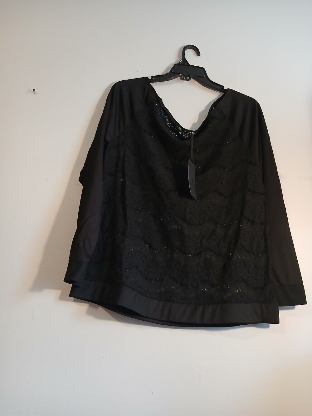 Poetic Justice Black Off The Shoulder Lace And Opaque Womens Top. Size 1X - Picture 3 of 9